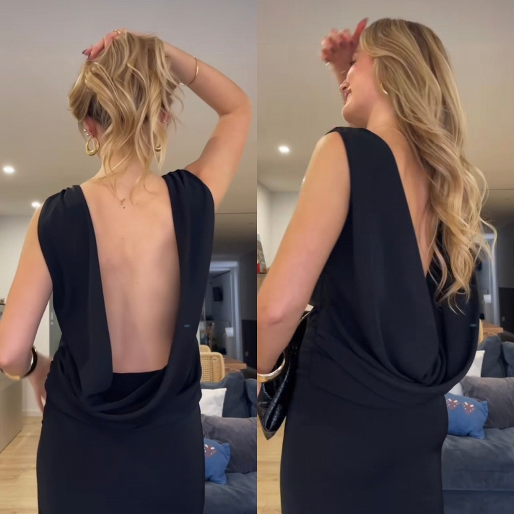 ZARA OPEN BACK MAXI DRESS BLACK SIZE XS - Picture 3 of 7